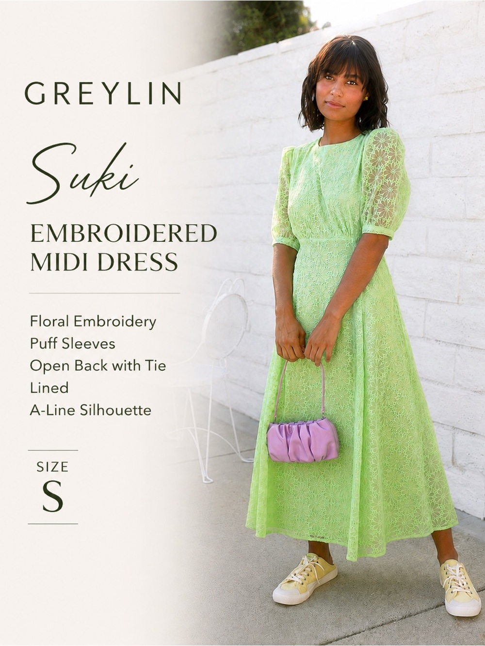 GREYLIN Suki‎ Embroidered Midi Dress NWT Free People Size S